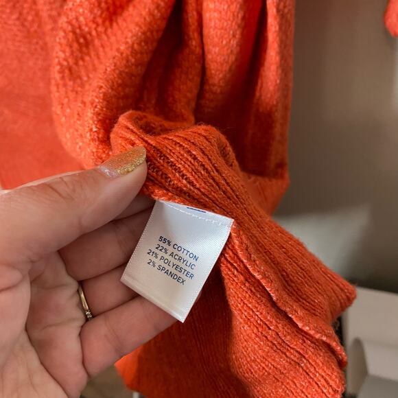 Allison Joy Orange Red Waffle Long Open Front Cardigan Size XS Evereve - Picture 7 of 8